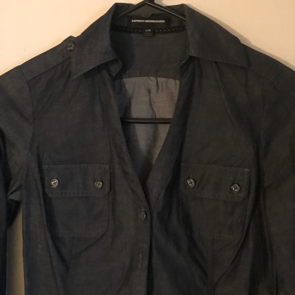 Express dark chambray shirt. - Picture 2 of 4